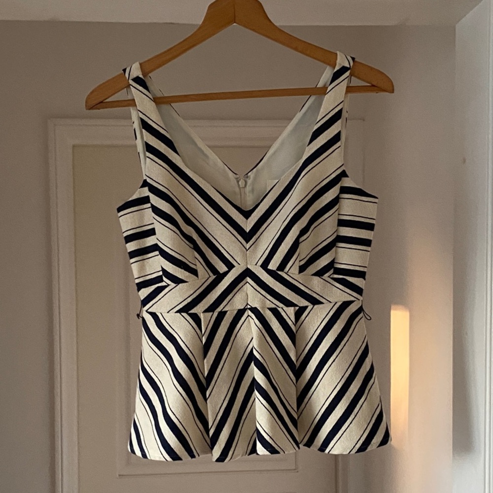 Striped Navy and Cream Women's Top